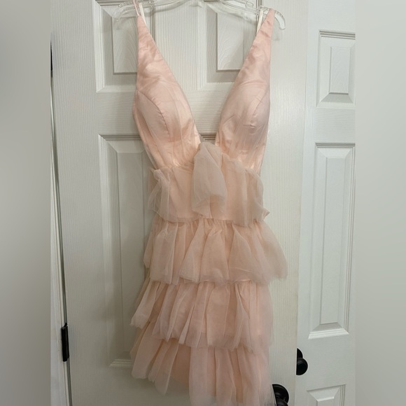 Dresses Selfie Leslie Auguste Tiered Frill Mini Dress Blush Poshmark